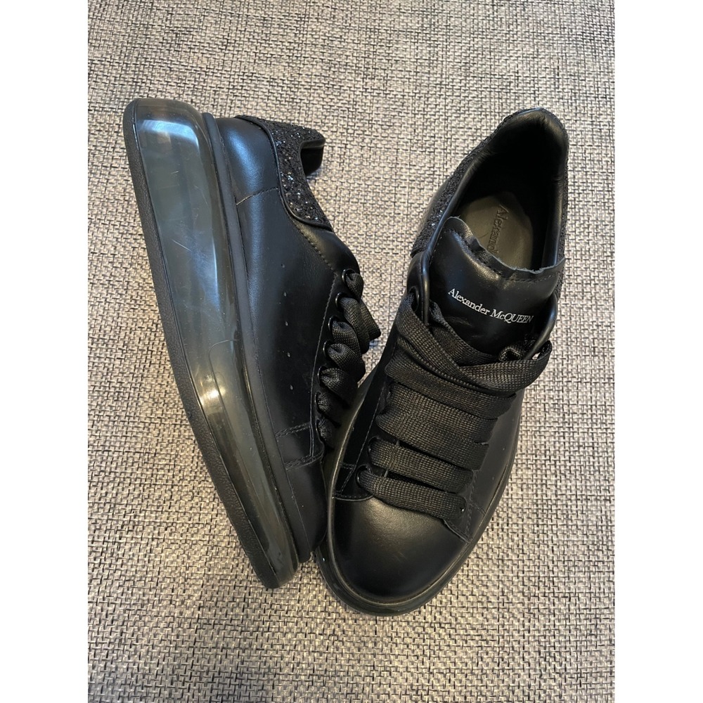 Alexander McQueen Oversized Air Black Glitter Sneakers 621718 Size 38.5